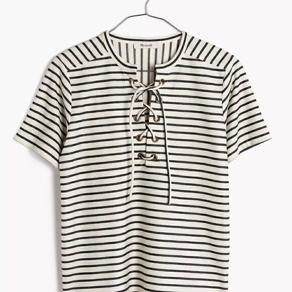 Madewell Striped Lace-Up Top   - Picture 10 of 10